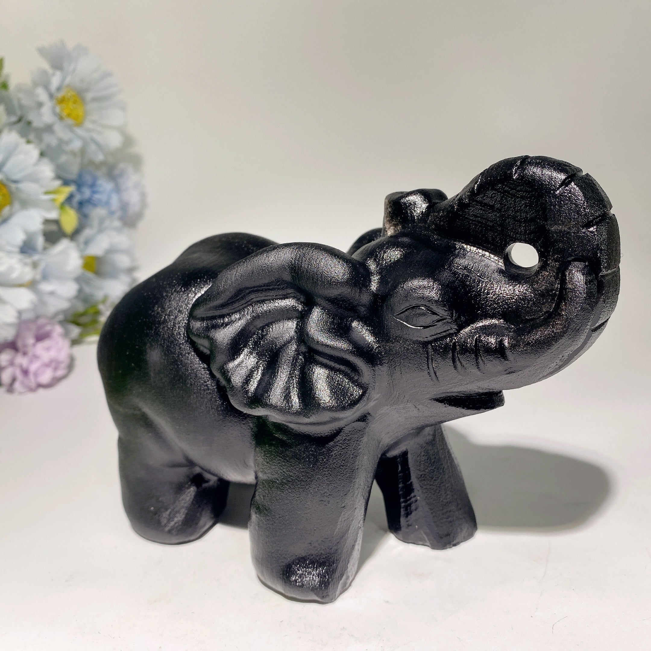 6,1 Zoll Obsidian Elefant Kristall Heilstatue