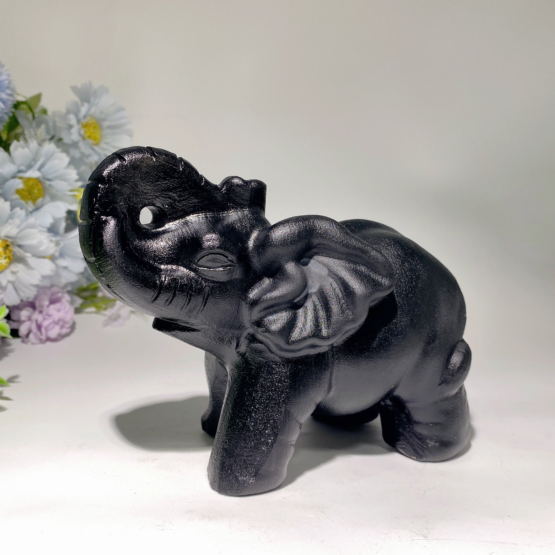 6,1 Zoll Obsidian Elefant Kristall Heilstatue