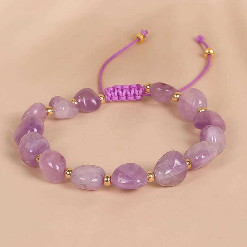 6–10 mm Amethyst-Balance-Armband mit unregelmäßig geformter Schnur