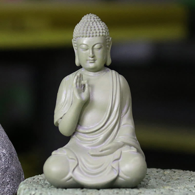 6,2 Zoll große kleine Buddha-Statue aus Harz für Meditation und Mitgefühl