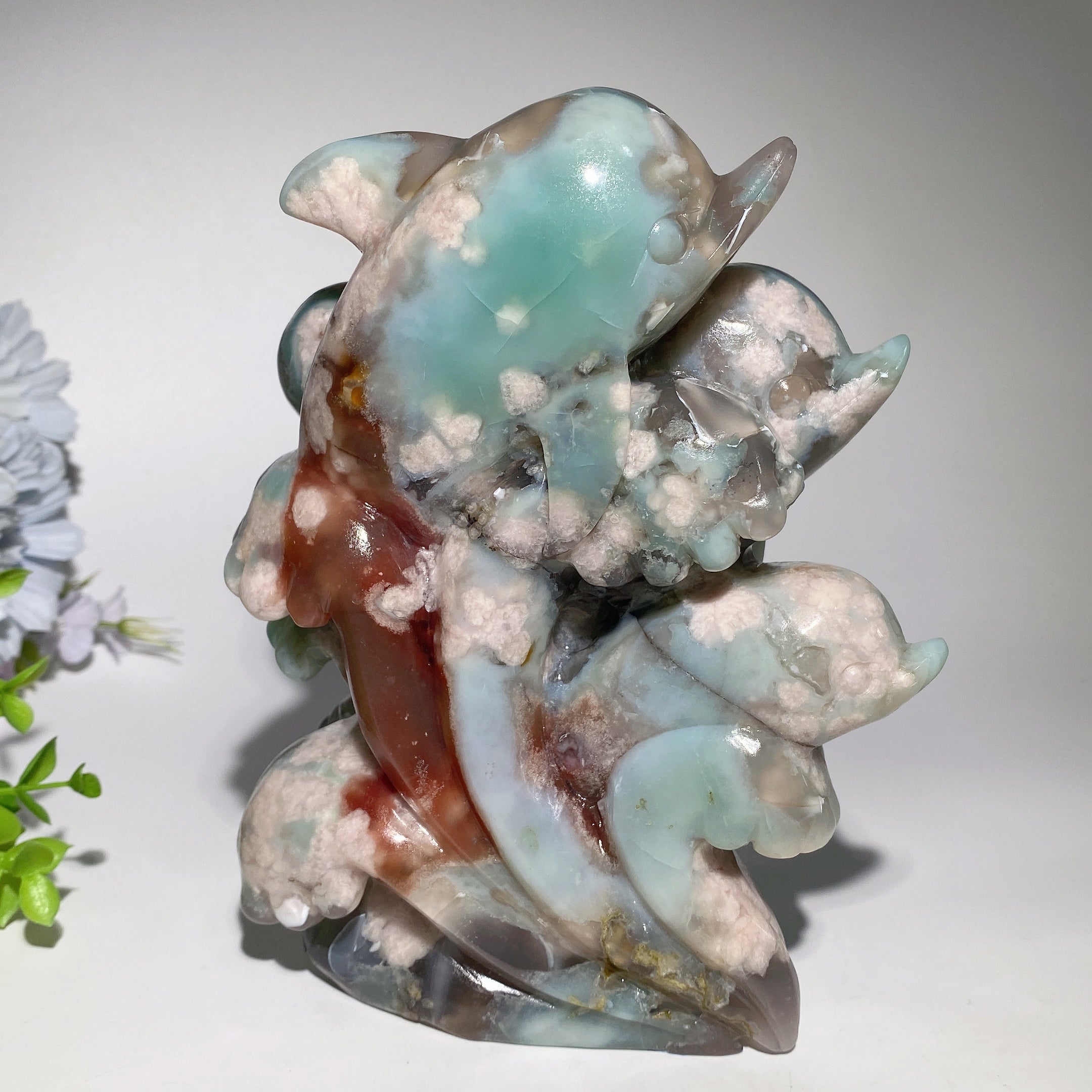 6,6 Zoll grüne Kristall-Delfin-Skulptur