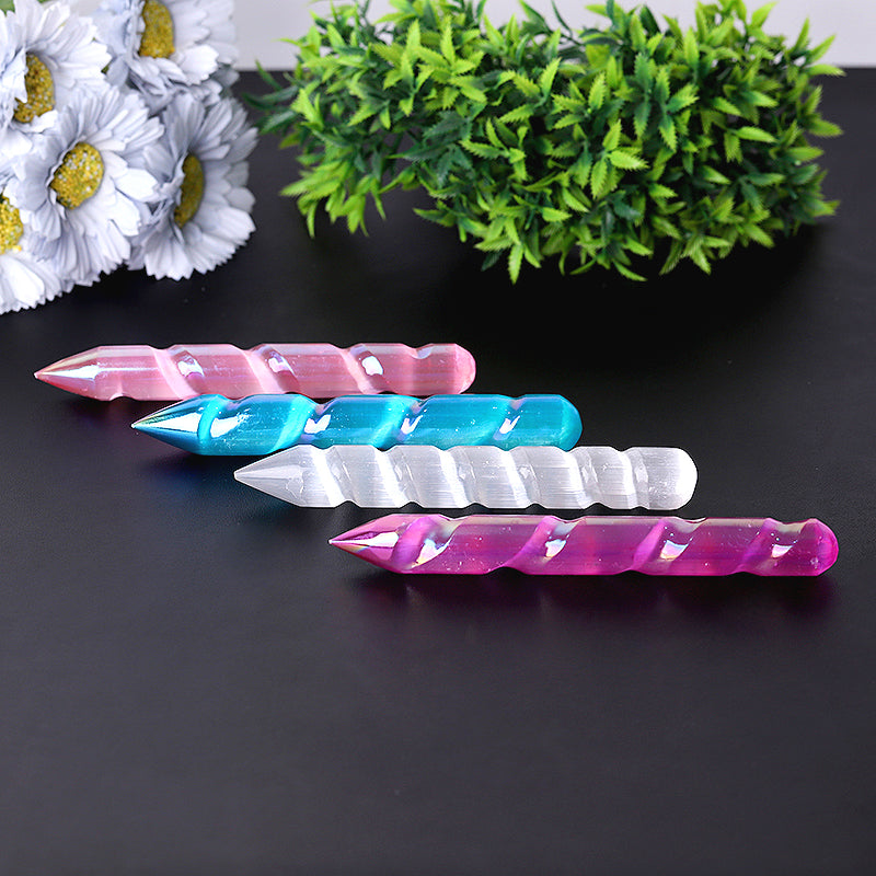 6-Zoll-Aura-Spirale Selenit-Kristall-Heilstab