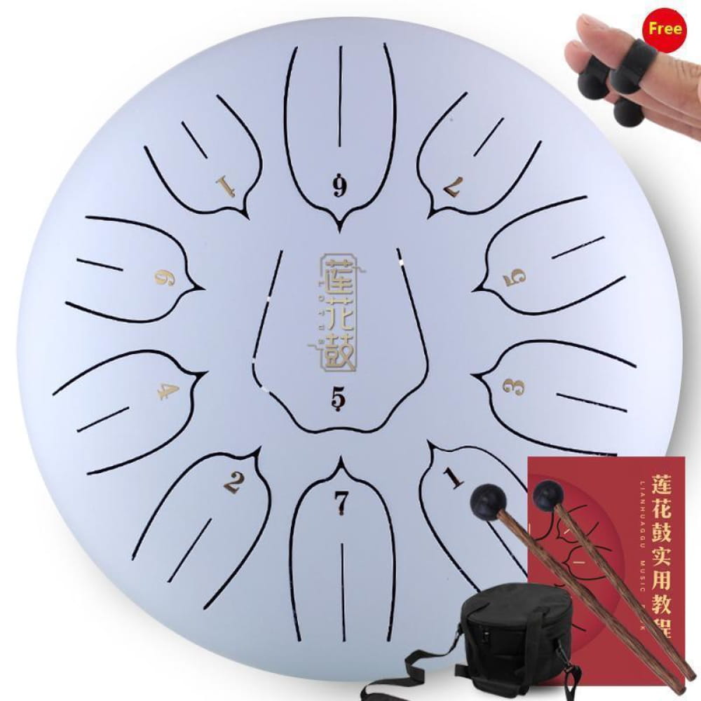 Circular 6-Inch Steel Tongue Drum with numbered petal-like zones for beginners and kids