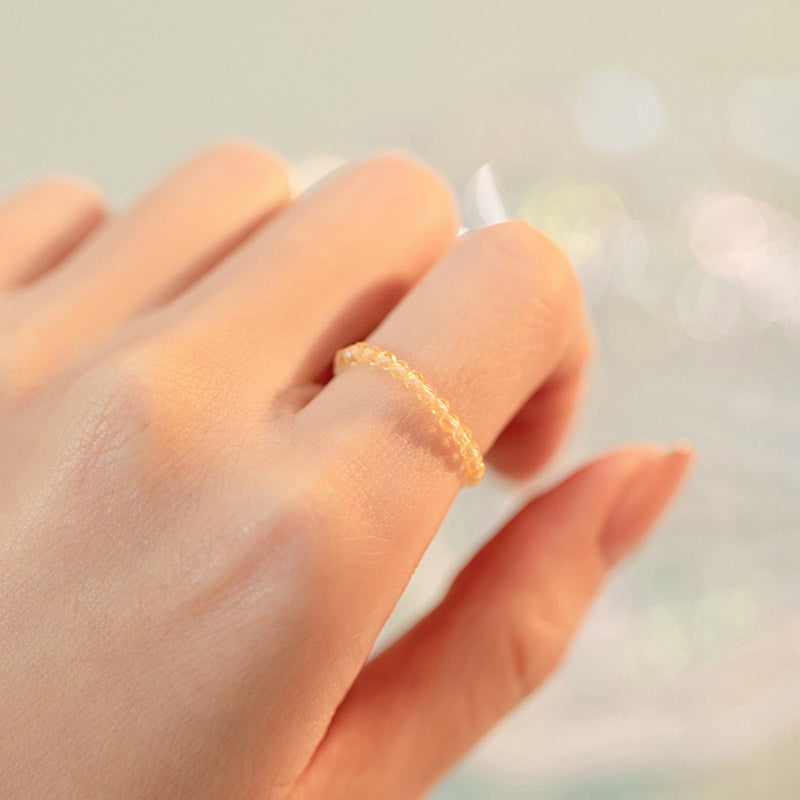 Natürlicher Citrin-Goldring Wohlstand & Glück 14 Karat vergoldet