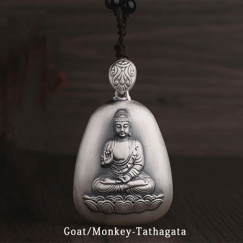 999 Sterling Silver Chinese Zodiac Protection Pendant Necklace