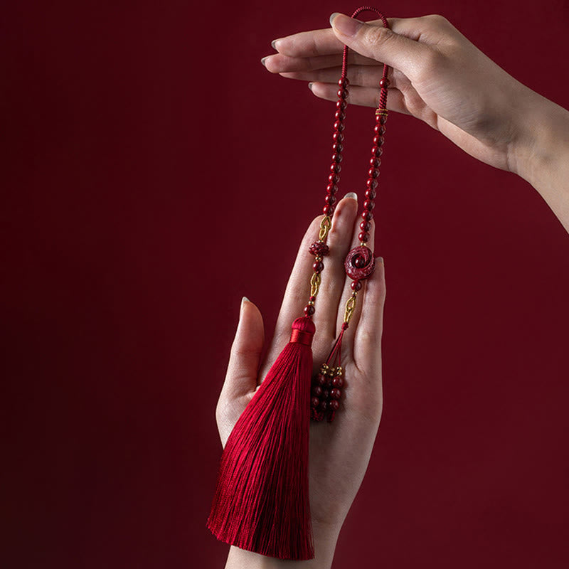 Zinnober-Lotus-Dekoration zum Aufhängen im Auto | Symbol für Glück und Ruhe