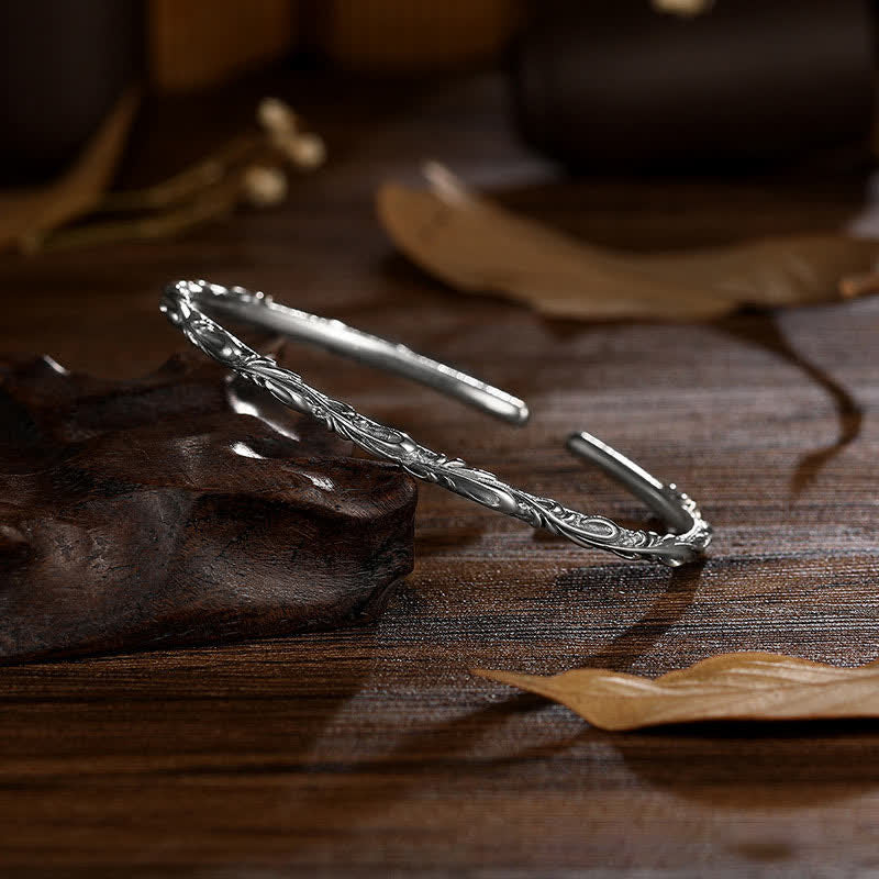 925 Sterling Silver Vine Engraved Protection Bracelet