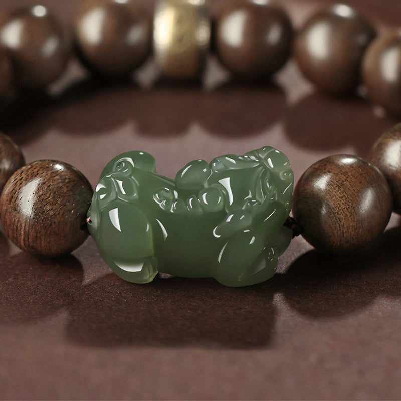 12 mm Jade Pi Xiu Adlerholz-Kraftarmband