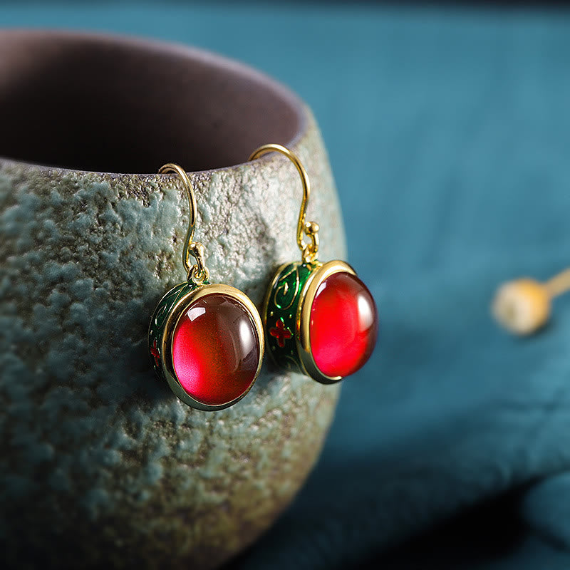 Red Corundum Spiritual Earrings for Confidence and Courage