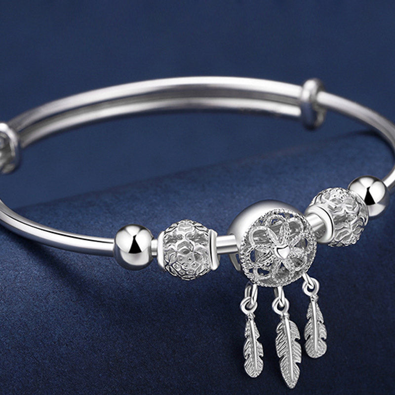 Traumfänger-Charm-Armband aus weißem Kupfer für Glück und Heilung