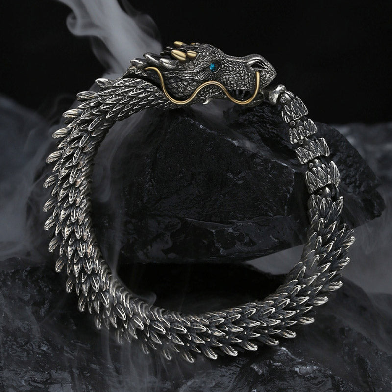 Nordischer Drache, handgefertigtes Glücks- und Schutzkettenarmband