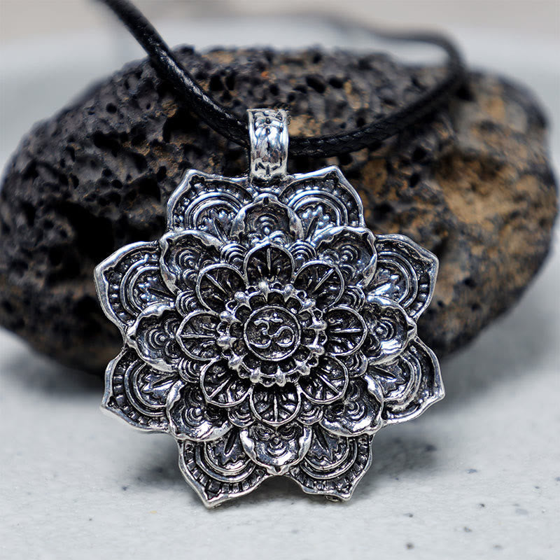 Lotus Pendant Necklace with Blessing Symbol | Healing Sounds