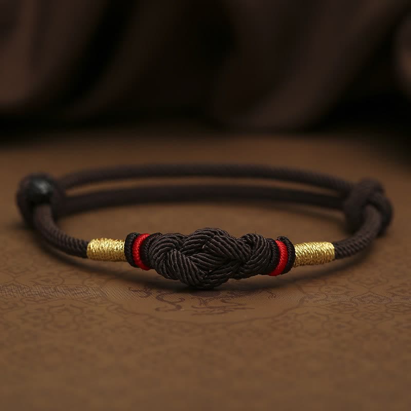 Verstellbares Jade-Glücksknotenarmband mit roter Feng-Shui-Schnur