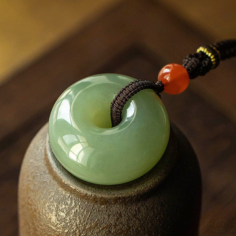 Natürliche graue Jade-Glückskette | Friedens- und Wohlstandsanhänger