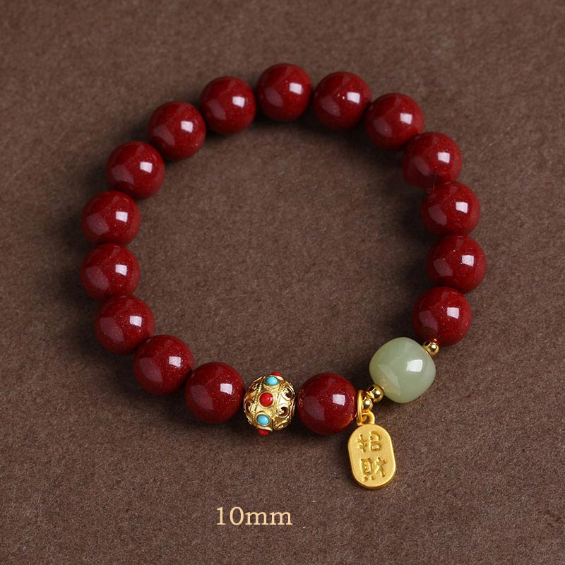 Unisex-Charm-Armband aus Zinnober und grünem Aventurin, 8 mm