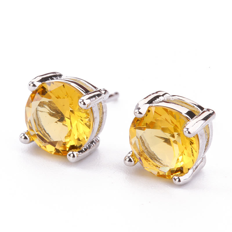 Unisex-Ohrringe mit natürlichem Amethyst und verschiedenen Edelsteinen, 7 mm