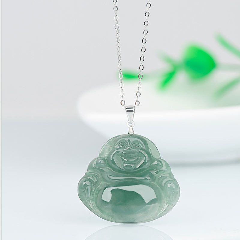 Jadekette mit lachendem Buddha-Anhänger | Schutz & Ruhe