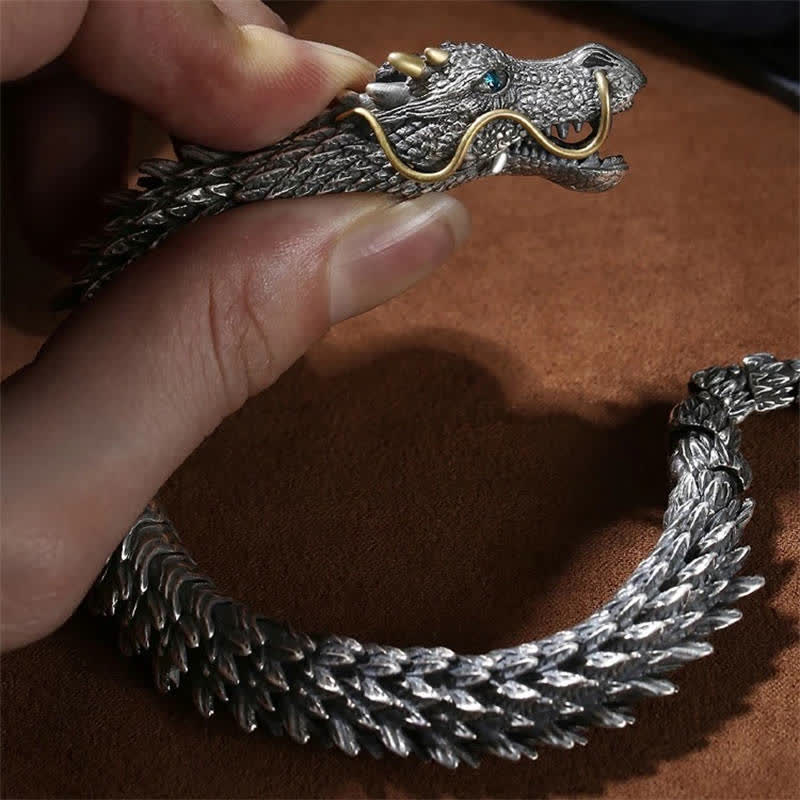 Nordischer Drache, handgefertigtes Glücks- und Schutzkettenarmband