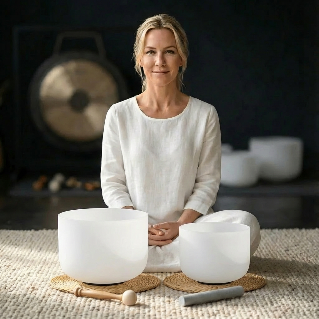 Earth Star und Soul Star Perfect Pitch Kristallklangschalen 10 B3 und 8 C5 mit Tragetasche