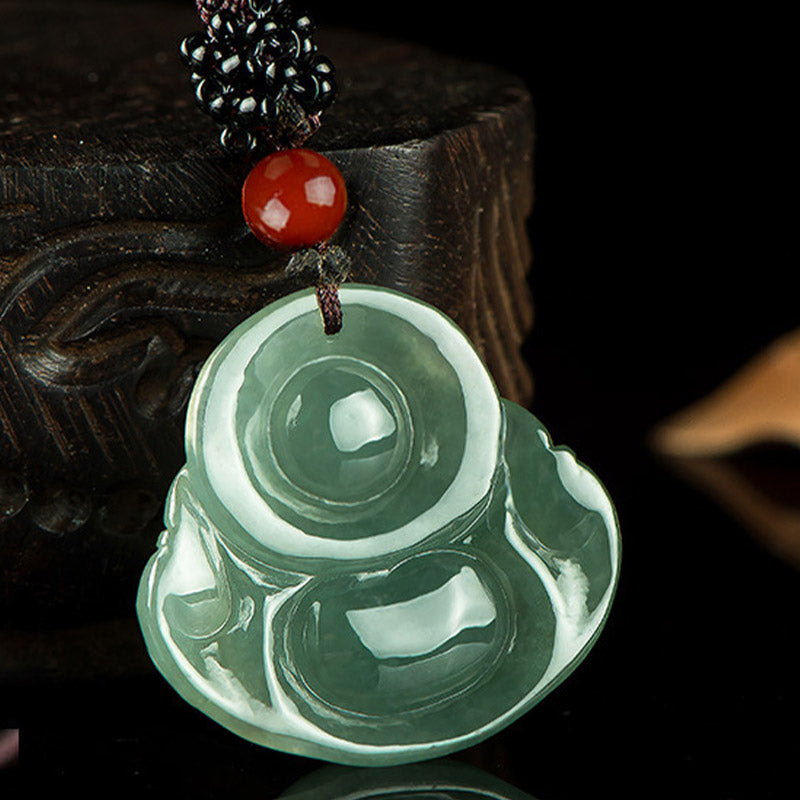 Lachender Buddha Jade Halskettenanhänger | Fülle & Glück