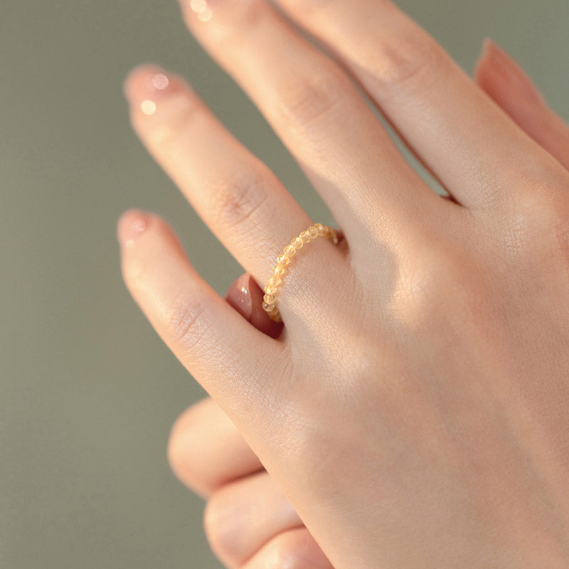 Natürlicher Citrin-Goldring Wohlstand & Glück 14 Karat vergoldet