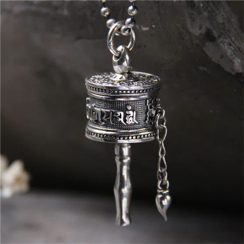 Rotatable 925 Sterling Silver Om Mani Padme Hum Necklace