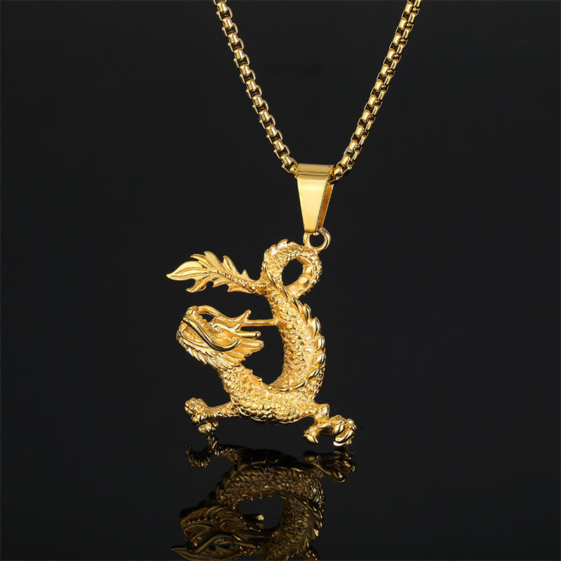 Titanium Steel Dragon Necklace | Luck Protection Pendant