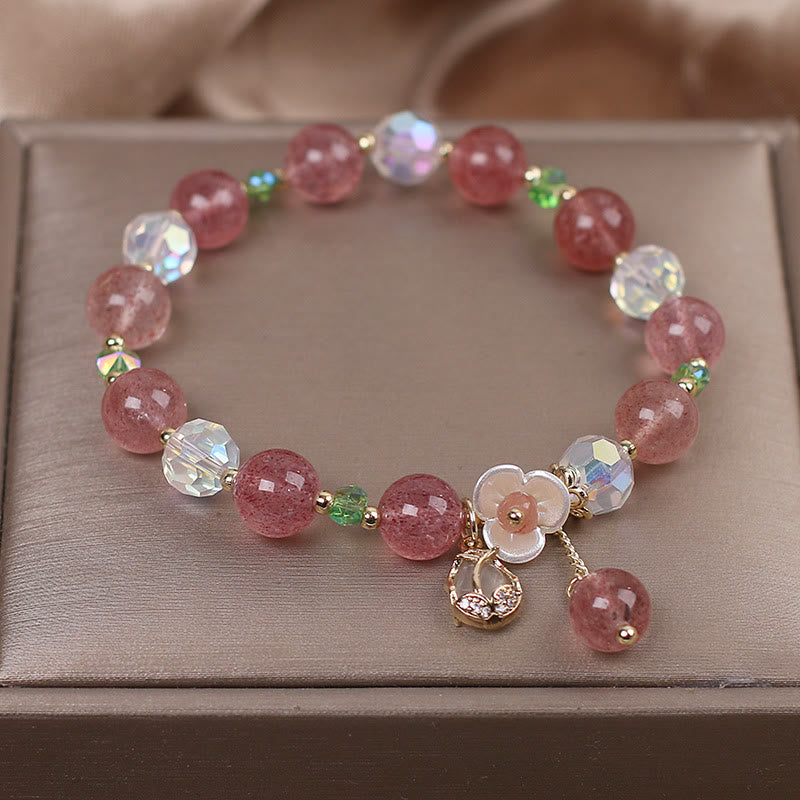 Strawberry Quartz Fluorite Healing Bracelet for Emotional Clarity