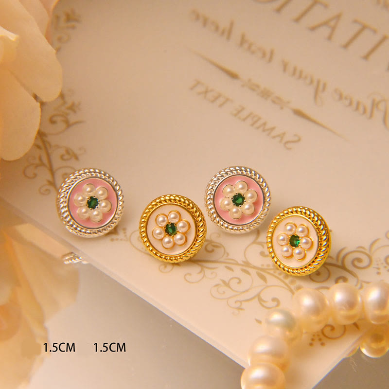 Enamel Flower Spiritual Earrings for Luck and Prosperity