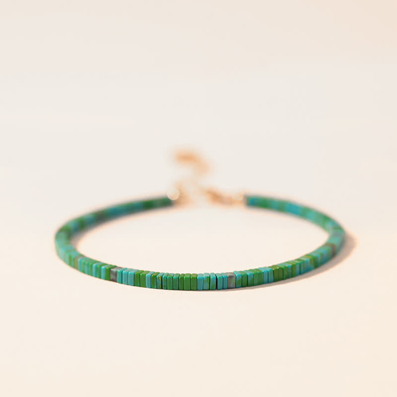 Turquoise Beaded Strength Friendship Bracelet Metal Chain