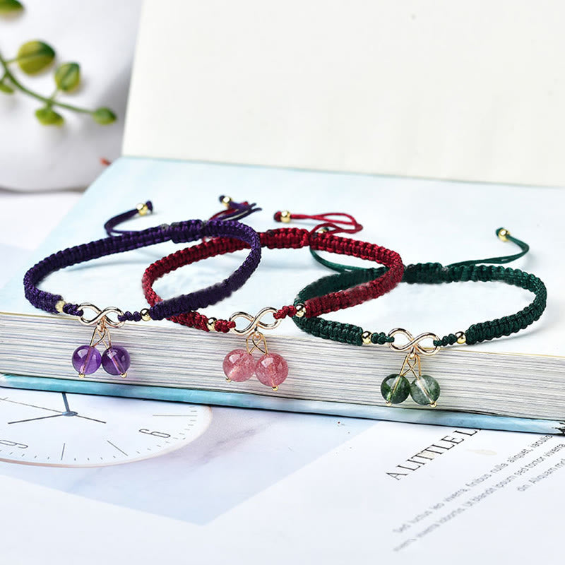 Natural Strawberry Quartz Amethyst Green Phantom Bracelet for Positive Energy