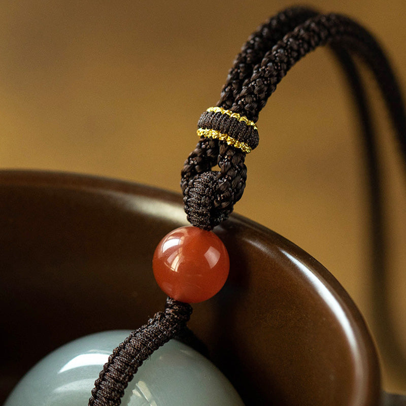 Natürliche graue Jade-Glückskette | Friedens- und Wohlstandsanhänger