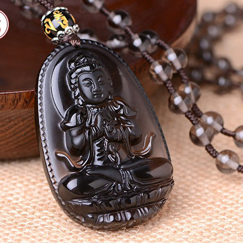 Obsidian Protection Necklace with Chinese Zodiac | Healing Sounds