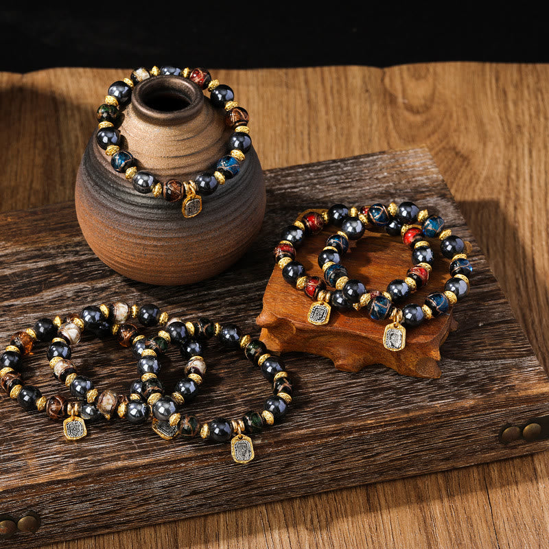 10mm Liuli Glass Lucky Zakiram Wealth Bracelet