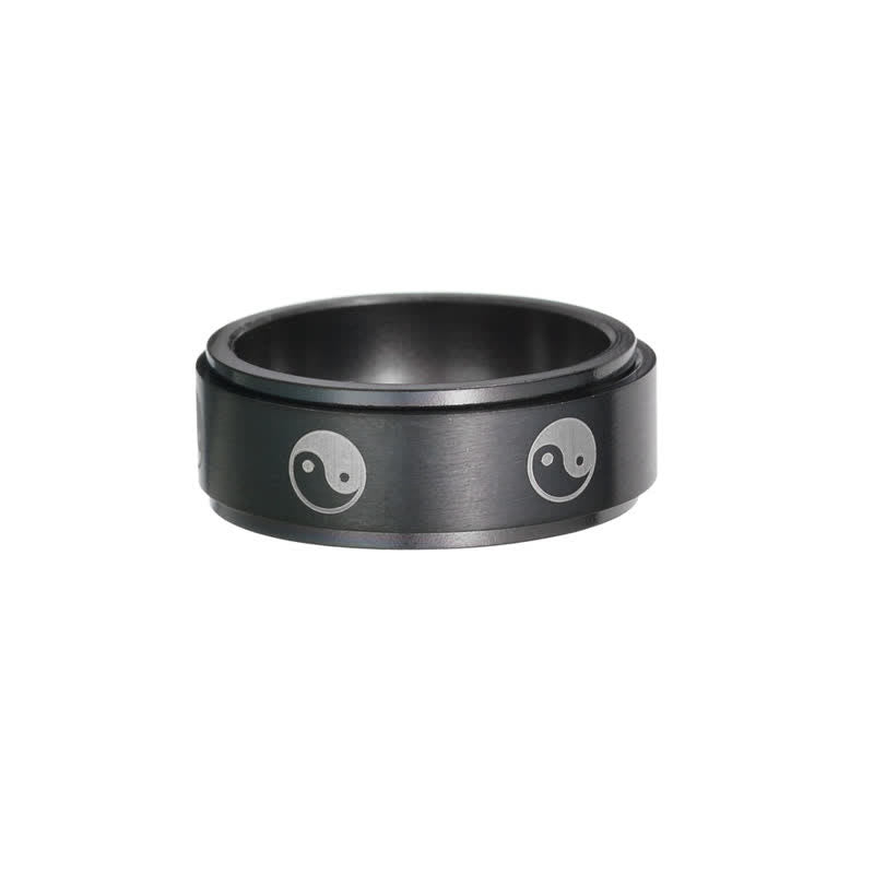 8mm Titanium Steel Yin Yang Balance Rotatable Ring