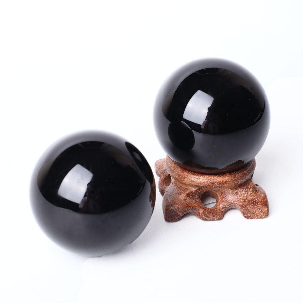 6 cm große Schutzkristallkugel aus schwarzem Obsidian