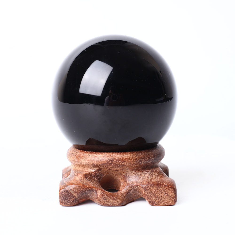 6 cm große Schutzkristallkugel aus schwarzem Obsidian