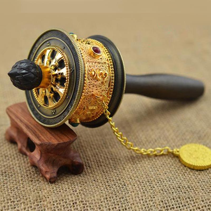 Zinc Alloy Tibetan Prayer Wheel Spiritual Decoration 5cm