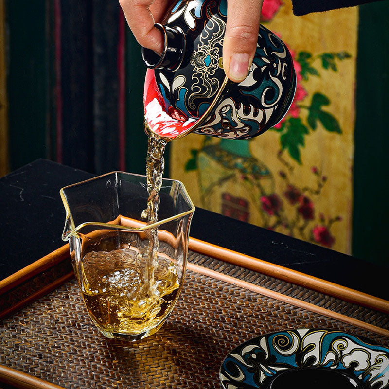 Peking-Oper-Maske Keramik-Gaiwan-Teetasse 125 ml Set