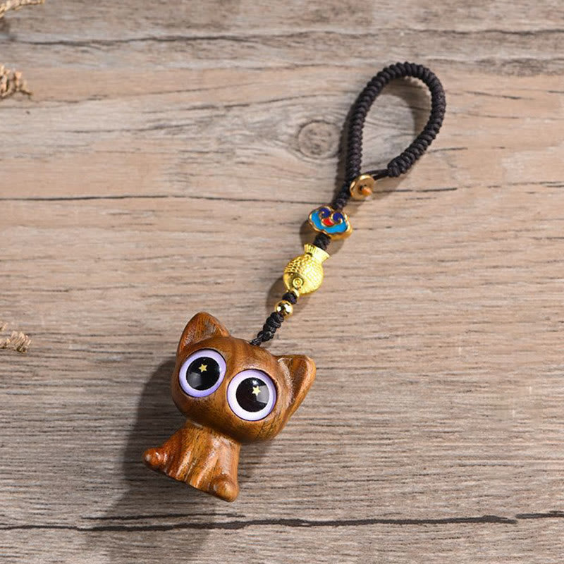 Grüne Sandelholz Koi Fisch Glückskatze Schlüsselanhänger Dekoration