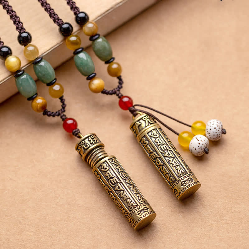 Om Mani Padme Hum Protection Necklace | Copper & Bodhi Seed