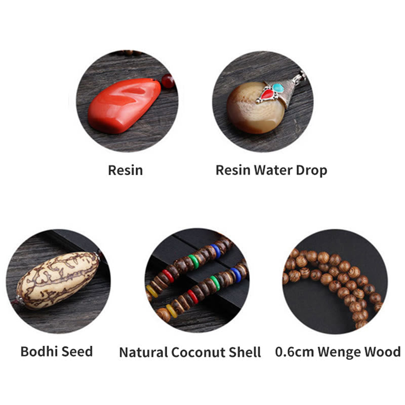 Wenge-Holz & Achat Balance Halskette für Frieden & Schutz