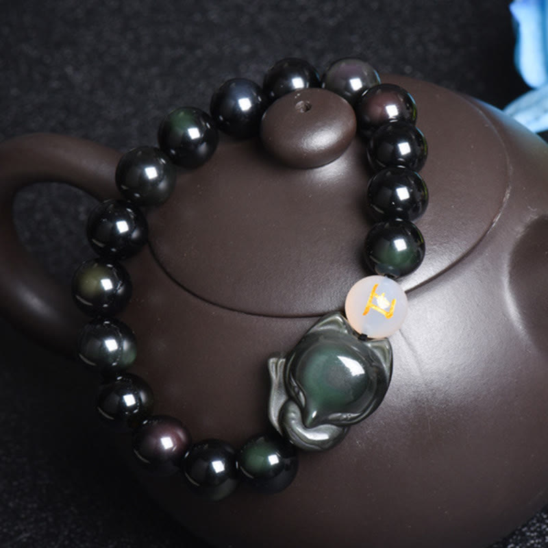 10 mm Regenbogen-Obsidian-Schutzarmband