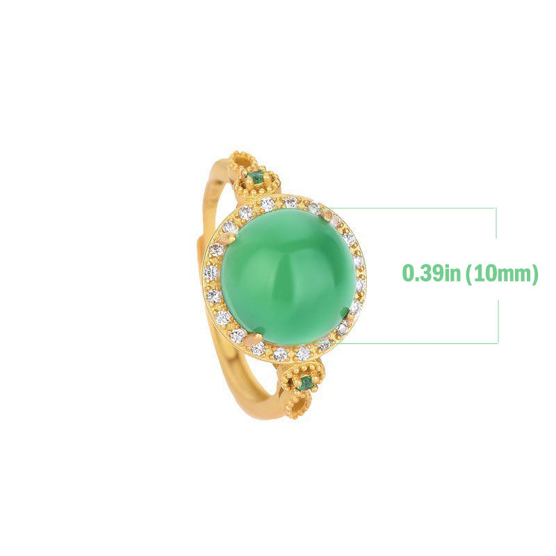 10 mm grüner Jade-Glücksring | Unisex-Jadering