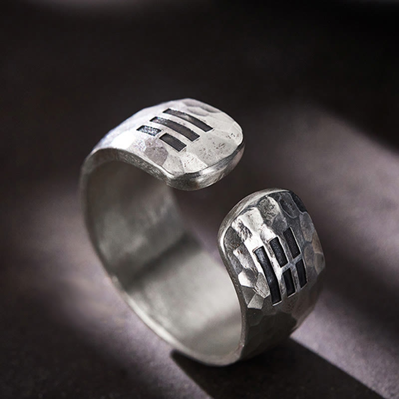 Adjustable 999 Silver Yin Yang Bagua Harmony Ring