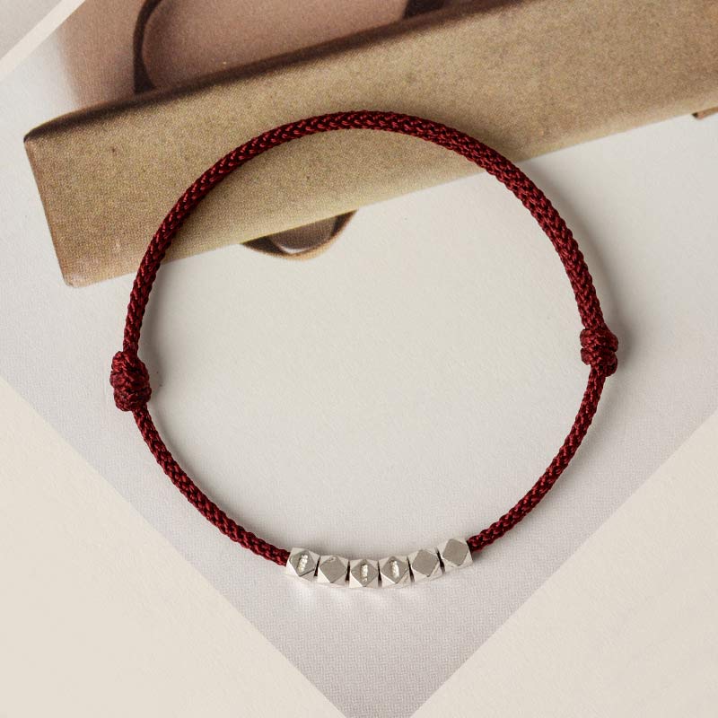 925 Sterling Silber Rote Schnur geflochtenes Armband Fußkettchen zum Schutz