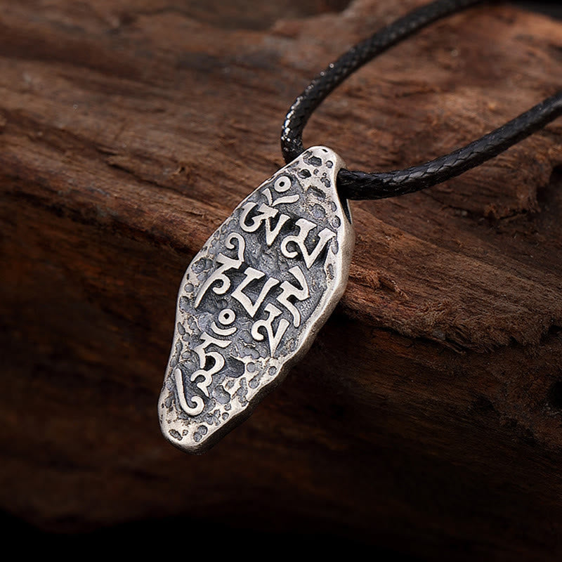 Sterling Silver Om Mani Padme Hum Necklace for Strength & Peace