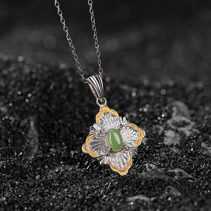 Hetian Cyan Jade Rhombus Halskette für Glück & Heilung