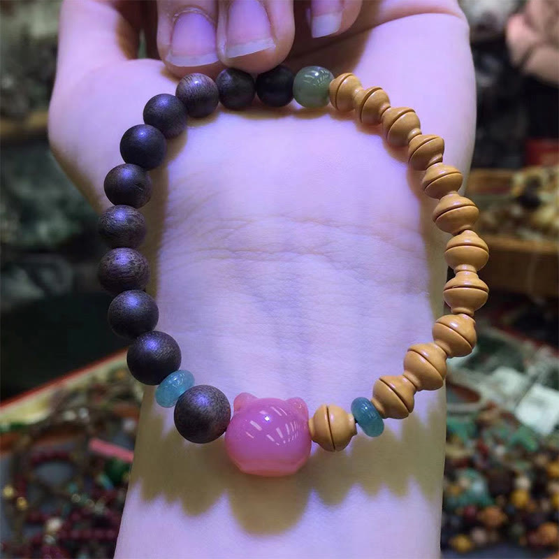 6 mm Adlerholz-Achat-Katzen-Balance-Armband