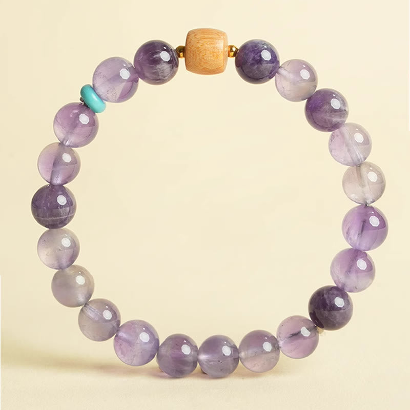 6mm Amethyst Perlenarmband für Damen mit Holz - Peace